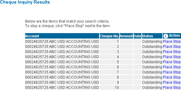 Cheque Result